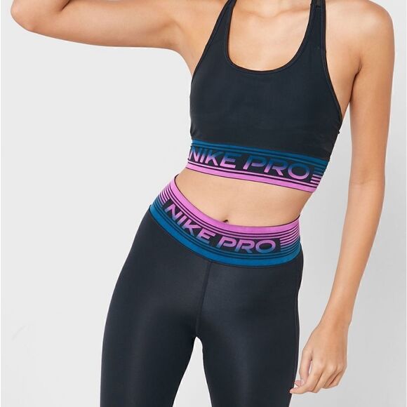 Nike Pro Intertwist Women's Leggings Tights Black Purple Blue Compression Pants - Picture 5 of 11